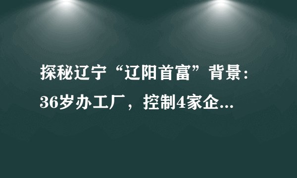 探秘辽宁“辽阳首富”背景：36岁办工厂，控制4家企业，身价51亿
