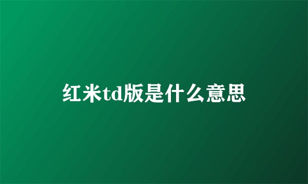 红米td版是什么意思