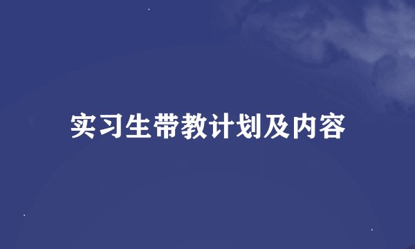 实习生带教计划及内容