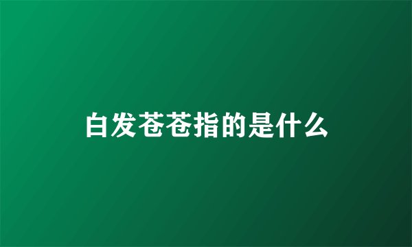 白发苍苍指的是什么