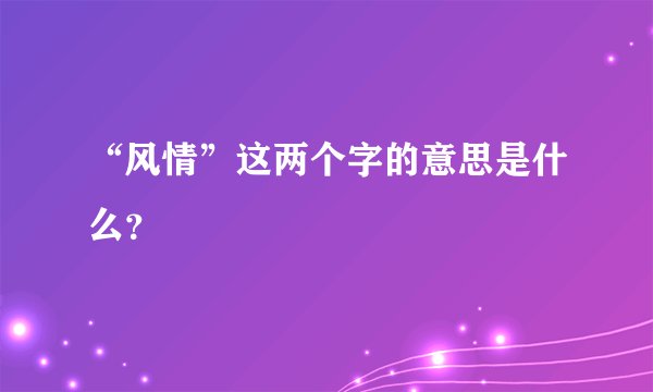 “风情”这两个字的意思是什么？