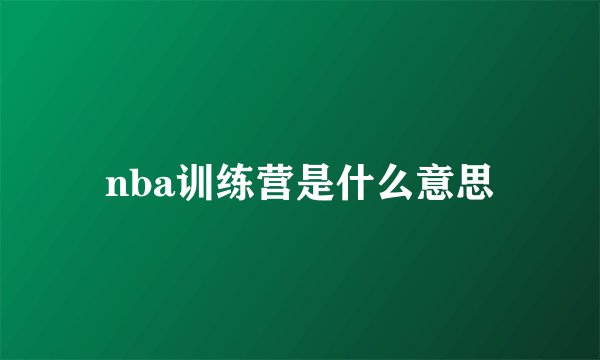 nba训练营是什么意思