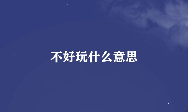 不好玩什么意思