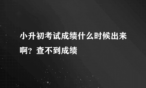 小升初考试成绩什么时候出来啊？查不到成绩