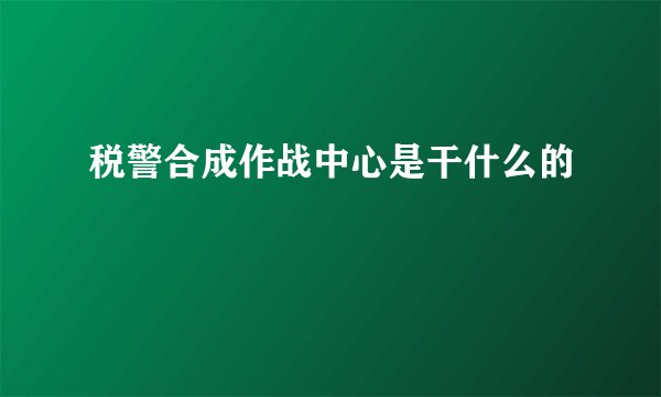 税警合成作战中心是干什么的