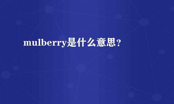 mulberry是什么意思？