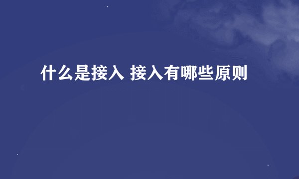 什么是接入 接入有哪些原则