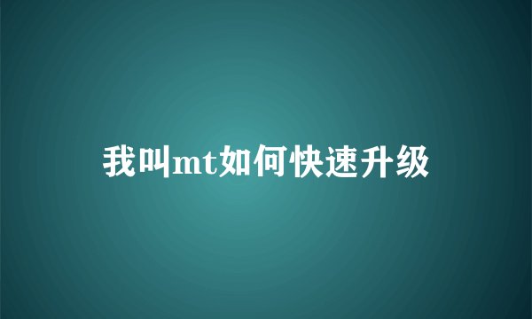 我叫mt如何快速升级