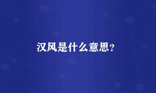 汉风是什么意思？