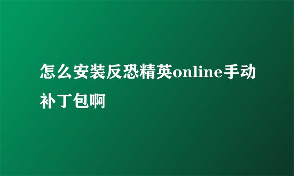 怎么安装反恐精英online手动补丁包啊