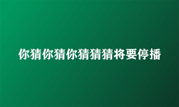 你猜你猜你猜猜猜将要停播