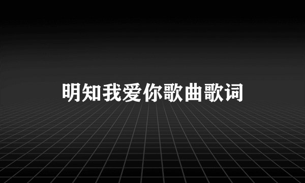明知我爱你歌曲歌词
