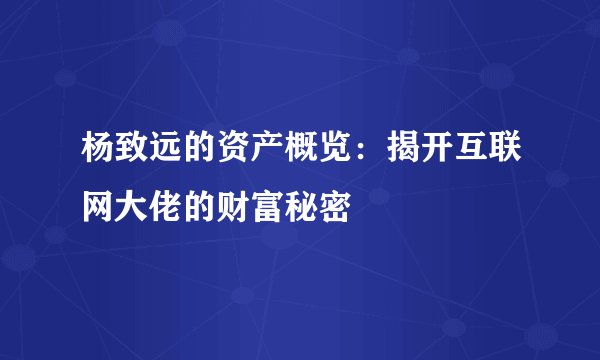 杨致远的资产概览：揭开互联网大佬的财富秘密
