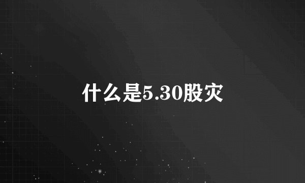 什么是5.30股灾