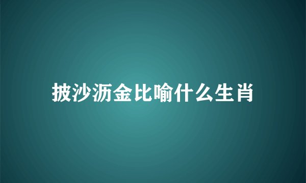 披沙沥金比喻什么生肖