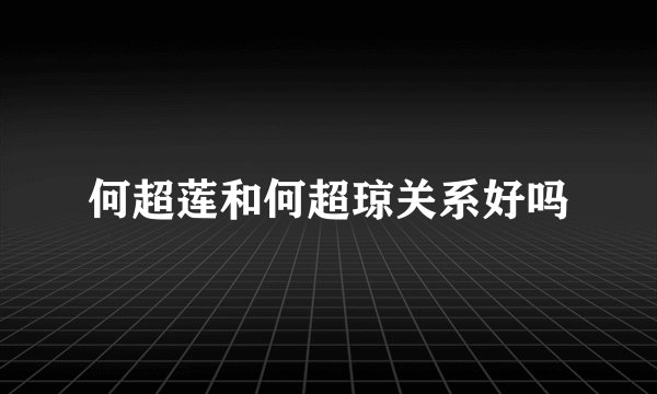 何超莲和何超琼关系好吗