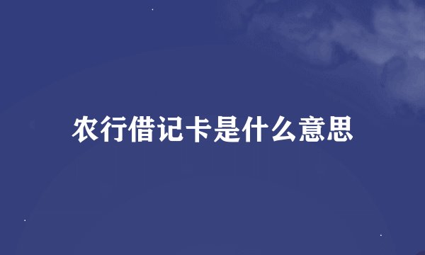 农行借记卡是什么意思