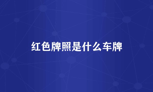 红色牌照是什么车牌