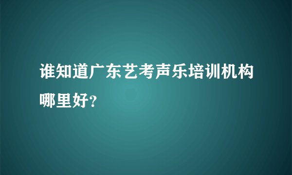 谁知道广东艺考声乐培训机构哪里好？