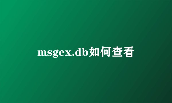 msgex.db如何查看