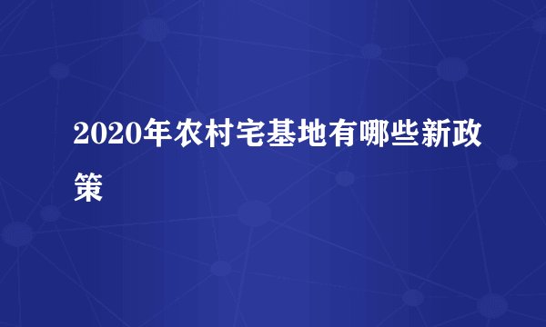 2020年农村宅基地有哪些新政策
