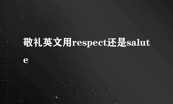 敬礼英文用respect还是salute