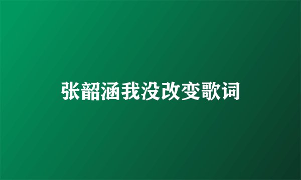 张韶涵我没改变歌词