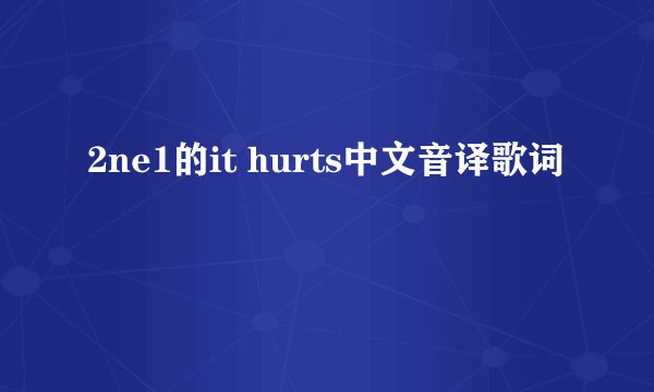 2ne1的it hurts中文音译歌词