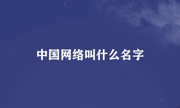中国网络叫什么名字