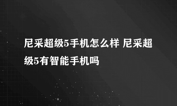 尼采超级5手机怎么样 尼采超级5有智能手机吗