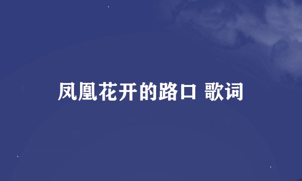 凤凰花开的路口 歌词