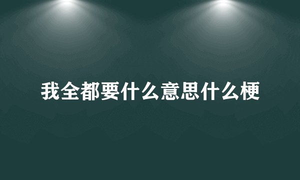 我全都要什么意思什么梗