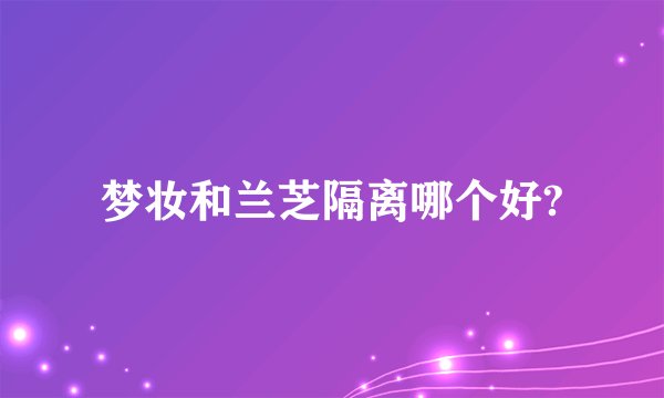 梦妆和兰芝隔离哪个好?