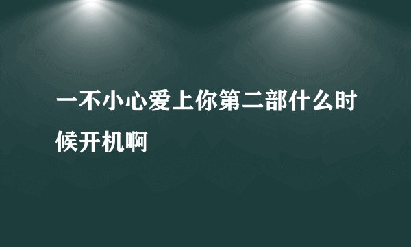 一不小心爱上你第二部什么时候开机啊