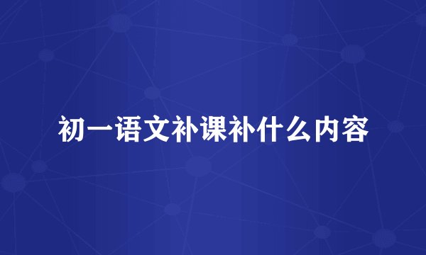初一语文补课补什么内容