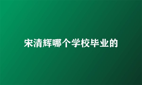 宋清辉哪个学校毕业的