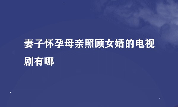 妻子怀孕母亲照顾女婿的电视剧有哪