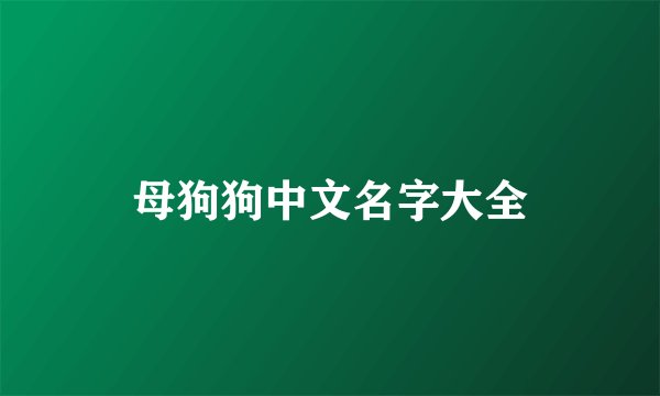 母狗狗中文名字大全