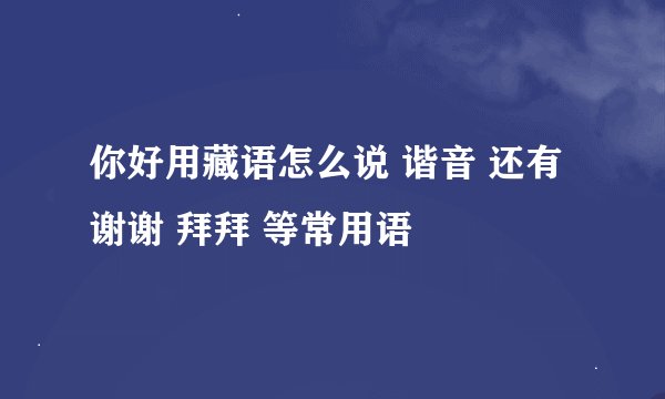 你好用藏语怎么说 谐音 还有谢谢 拜拜 等常用语