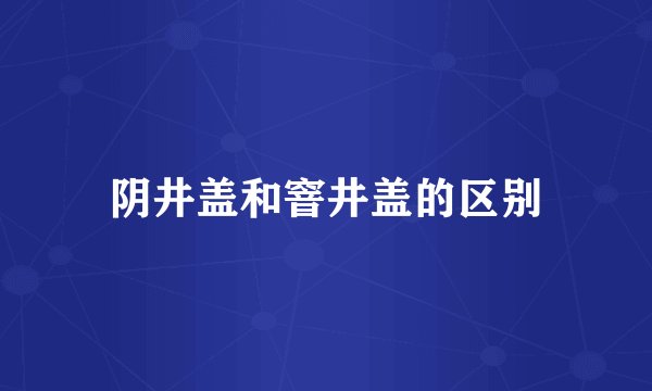 阴井盖和窨井盖的区别
