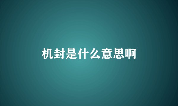 机封是什么意思啊