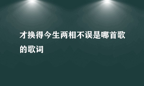 才换得今生两相不误是哪首歌的歌词