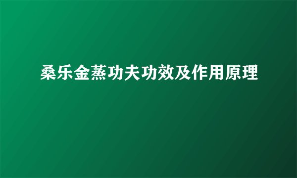 桑乐金蒸功夫功效及作用原理
