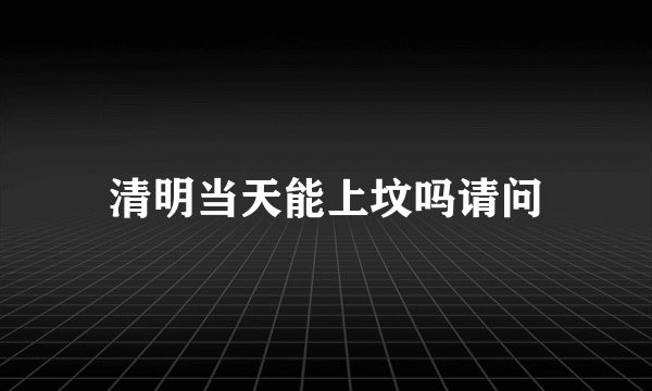 清明当天能上坟吗请问