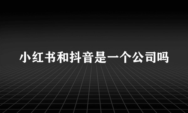 小红书和抖音是一个公司吗