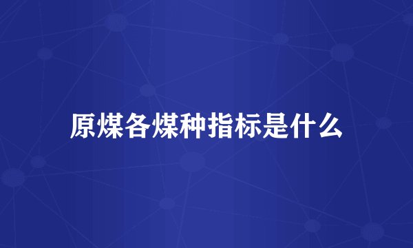 原煤各煤种指标是什么