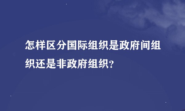 怎样区分国际组织是政府间组织还是非政府组织？