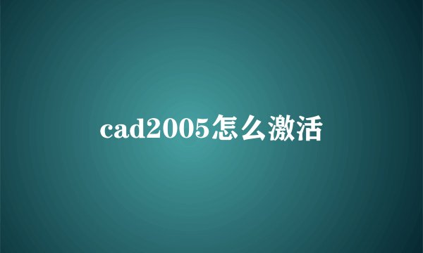 cad2005怎么激活