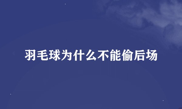 羽毛球为什么不能偷后场