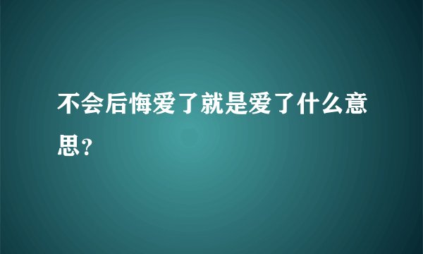 不会后悔爱了就是爱了什么意思？